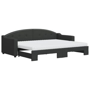 vidaXL Sof&aacute; cama nido con colch&oacute;n tela negro 80x200 cm