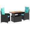 vidaXL Juego de comedor para exteriores 3 uds. rat&aacute;n sint&eacute;tico