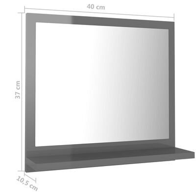 vidaXL Espejo de baño aglomerado gris brillante 40x10,5x37 cm