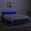 vidaXL Cama box spring con colch&oacute;n y LED tela azul 140x200 cm