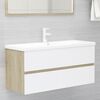 vidaXL Set de muebles de ba&ntilde;o madera ingenier&iacute;a blanco y roble Sonoma