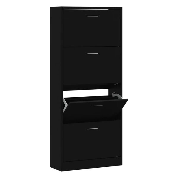 vidaXL Mueble zapatero madera contrachapada negro 63x24x147 cm
