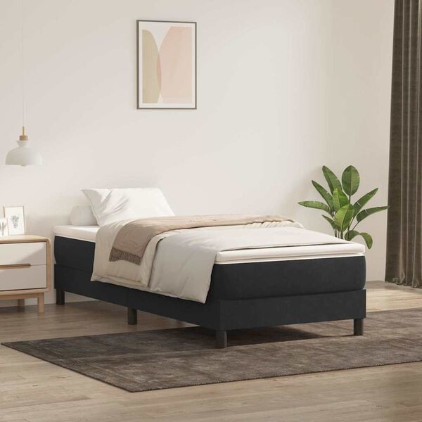vidaXL Cama box spring con colch&oacute;n cuero sint&eacute;tico negro 90x210 cm