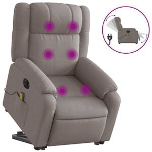 vidaXL Sill&oacute;n de masaje el&eacute;ctrico reclinable elevable tela taup&eacute;