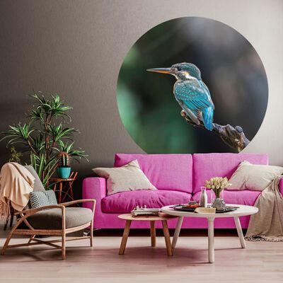 WallArt Papel pintado de pared redondo The Kingfisher 142,5 cm