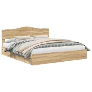 vidaXL Cama con almacenamiento con cabecera Roble Sonoma 180 x 200 cm