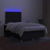 vidaXL Cama box spring con colch&oacute;n y luces LED tela negro 120x190 cm