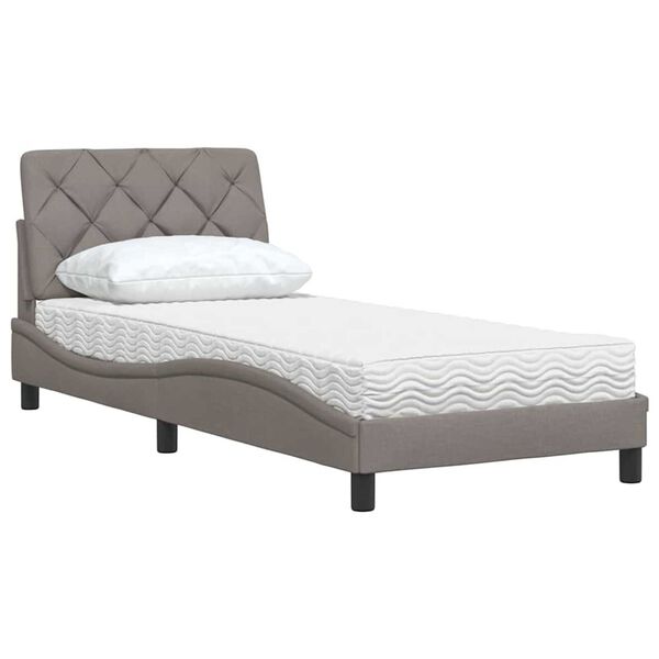 vidaXL Cama con colchón tela gris taupe 80x200 cm