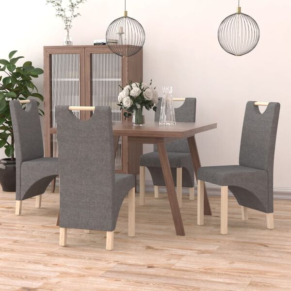vidaXL Sillas de comedor 4 unidades tela gris claro