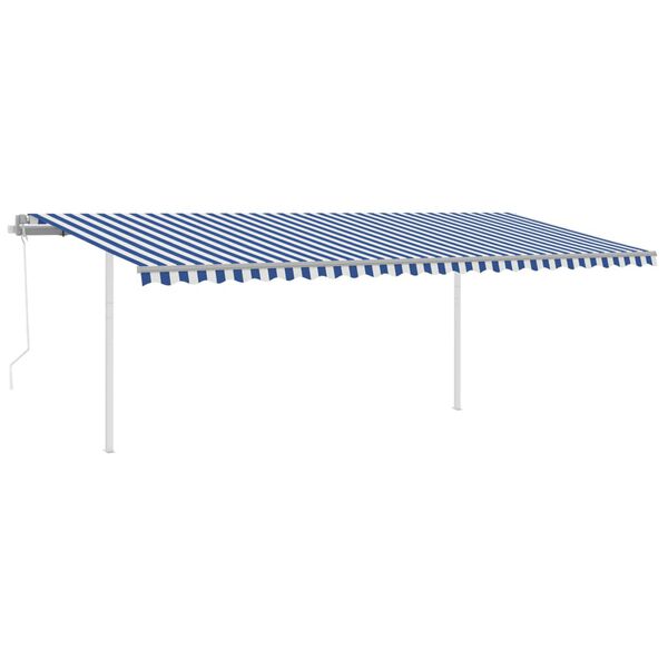 vidaXL Toldo retr&aacute;ctil autom&aacute;tico con postes azul y blanco 6x3 m