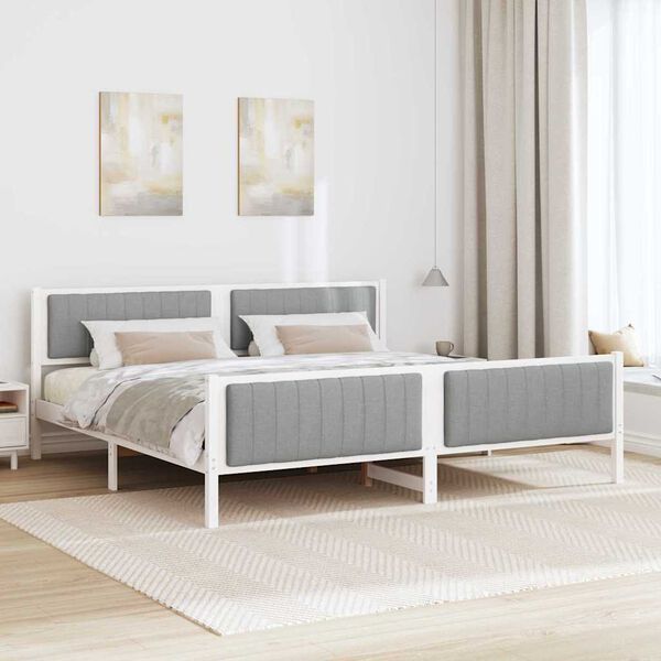 vidaXL Estructura de cama con cabecera y gris claro 200 x 200 cm