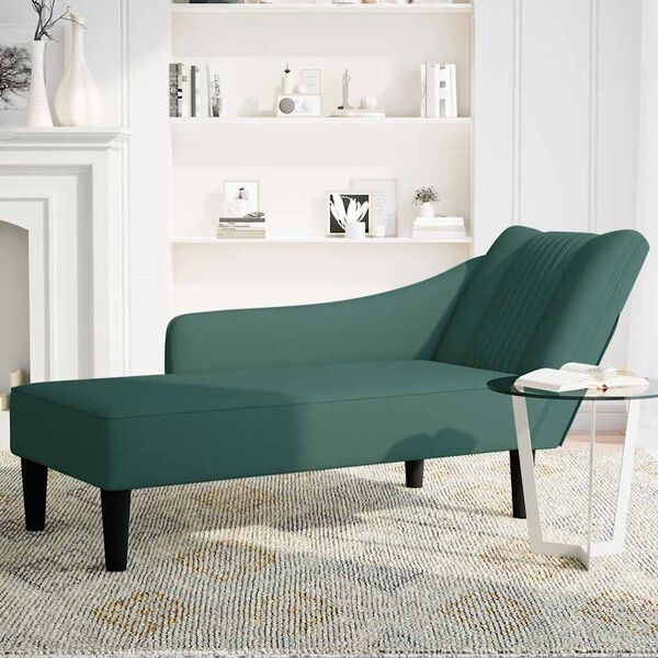 vidaXL Chaise longue con reposabrazos derecho terciopelo oscuro