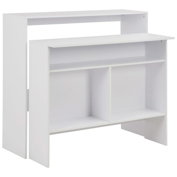 vidaXL Mesa de bar con 2 tableros blanca 130x40x120 cm
