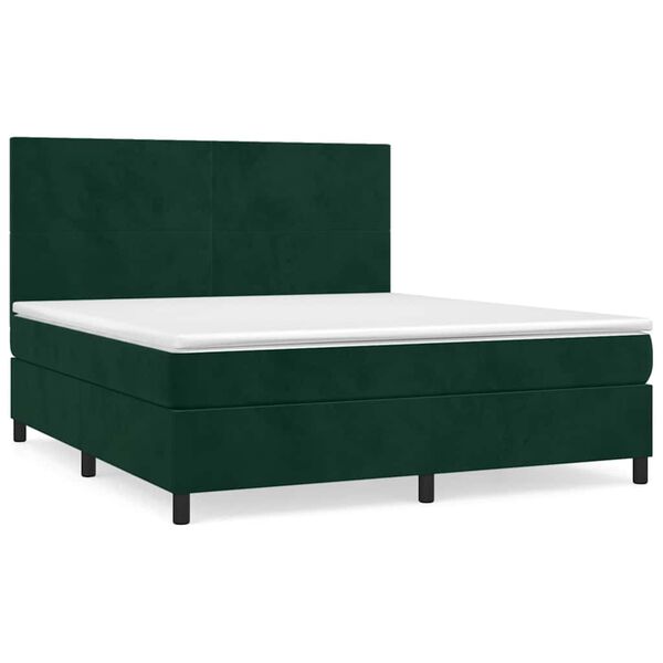 vidaXL Cama box spring con colch&oacute;n terciopelo verde oscuro 180x200 cm
