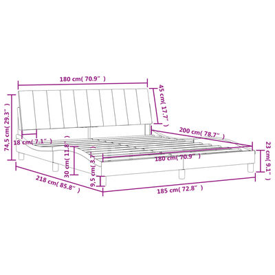 vidaXL Estructura cama con cabecero terciopelo gris oscuro 180x200 cm