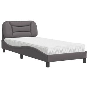 vidaXL Cama con colch&oacute;n Hvar cuero sint&eacute;tico gris 90x190 cm