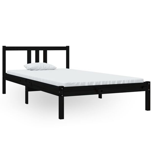 vidaXL Estructura de cama sin colchón madera maciza negro 100x200 cm