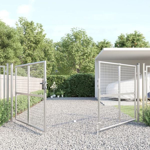 vidaXL Puerta de jardín de malla color plata 300 x 125 cm acero galvanizado