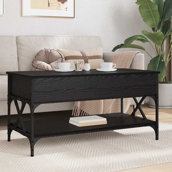 vidaXL Mesa de Caf&eacute; Roble Negro 100 x 50 x 50 cm Madera contrachapada