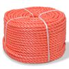 vidaXL Cuerda torcida de polipropileno 12 mm 250 m naranja