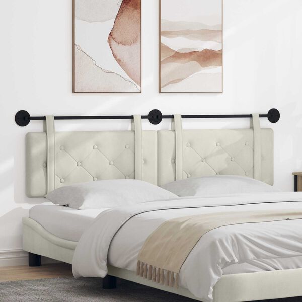 vidaXL Cabecera Colgante Crema 170 x 55 x 5 cm Terciopelo