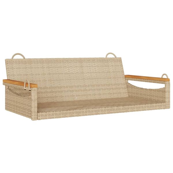 vidaXL Banco columpio de rat&aacute;n sint&eacute;tico beige 109x62x40 cm