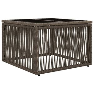 vidaXL Mesa de Jard&iacute;n Gris y Negro 55 x 55 x 37 cm Rattan PE y Cristal
