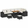 vidaXL Conjunto de sof&aacute; de jard&iacute;n 9 uds. Negro rat&aacute;n sint&eacute;tico