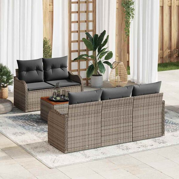 vidaXL Conjunto de sofás de jardín 6 pcs Gris ratán sintético