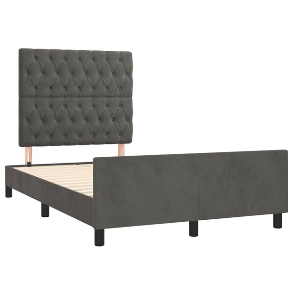 vidaXL Estructura de cama sin colch&oacute;n terciopelo gris oscuro 120x190cm