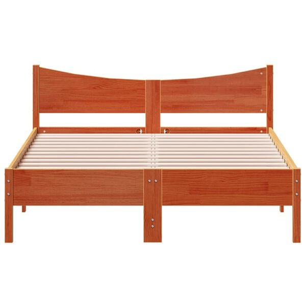vidaXL Cama sin colch&oacute;n madera maciza de pino marr&oacute;n cera 120x200 cm