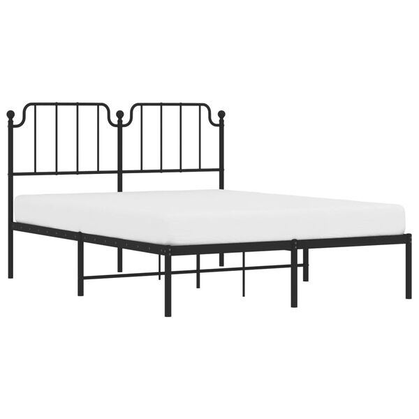 vidaXL Estructura cama sin colch&oacute;n con cabecero metal negro 140x190 cm