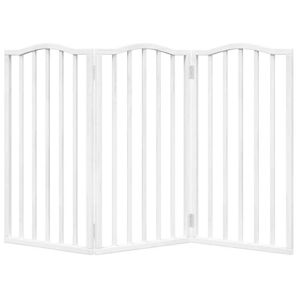 vidaXL Puerta para perros plegable 3 paneles madera &aacute;lamo blanca 150cm