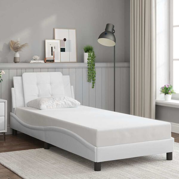 vidaXL Estructura de cama sin colch&oacute;n Zadar cuero sint&eacute;tico blanco 90x190 cm