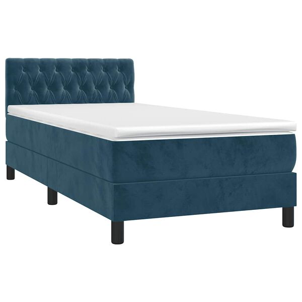 vidaXL Cama box spring con colch&oacute;n terciopelo azul oscuro 90x190 cm