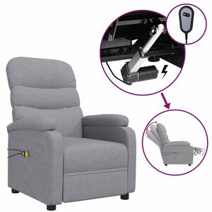 vidaXL Sill&oacute;n de masaje el&eacute;ctrico tela gris claro