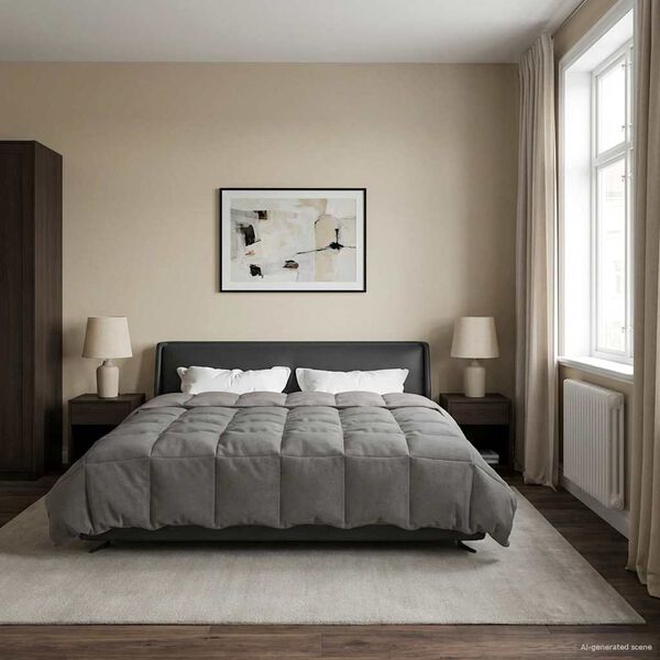 vidaXL Edred&oacute;n de Verano Acolchado Gris Claro 200 x 220 cm Microfibra