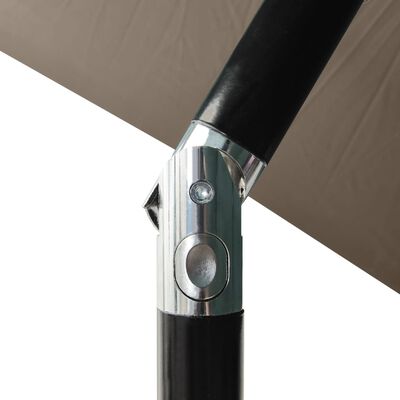 vidaXL Sombrilla con LED y poste de acero gris taupe 2x3 m