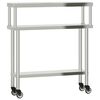 vidaXL Mesa de trabajo para cocina con estante acero inox 110x30x120cm