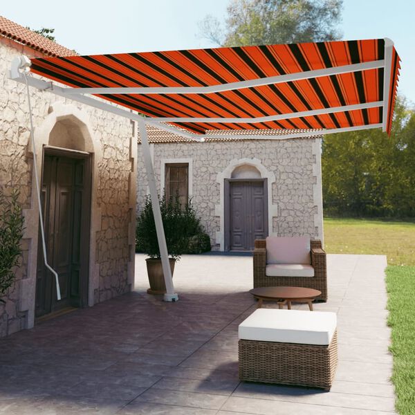 vidaXL Toldo de pie retr&aacute;ctil manual naranja y marr&oacute;n 600x350 cm