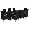 vidaXL Set de comedor de jard&iacute;n 9 pzas y cojines rat&aacute;n sint&eacute;tico negro