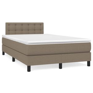 vidaXL Cama box spring con colch&oacute;n tela gris taupe 120x200 cm