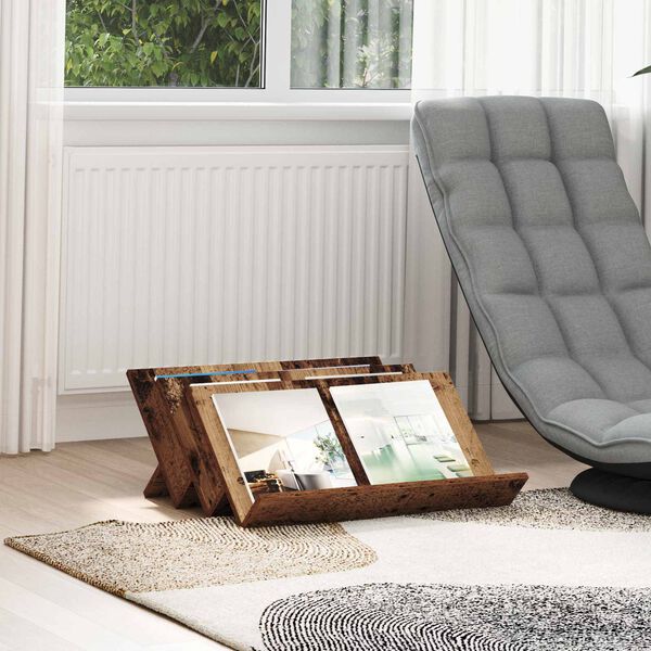vidaXL Estante de revistas con estante Madera vieja 65 x 53 x 28,5 cm