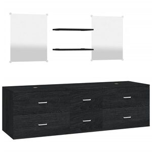 vidaXL Juego de 5 piezas de muebles de ba&ntilde;o de madera de ingenier&iacute;a negra