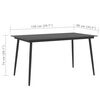 vidaXL Mesa de comedor para jard&iacute;n acero y vidrio negro 150x90x74 cm