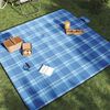 vidaXL Manta de picnic plegable terciopelo a cuadros azul 200x200 cm