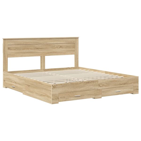 vidaXL Estructura de cama con cabecera Roble Sonoma 180 x 200 cm
