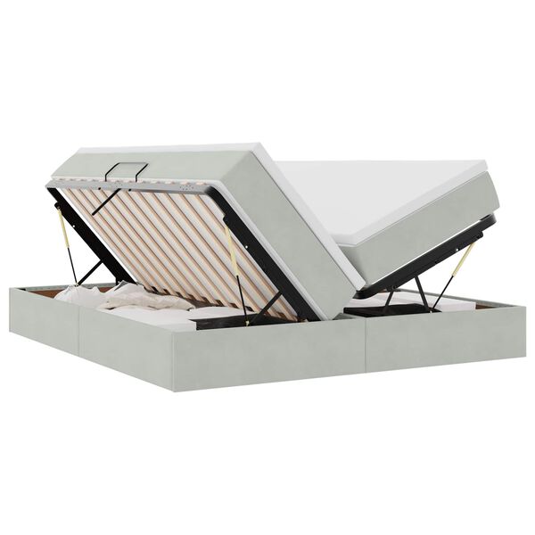 vidaXL Cama con almacenamiento y colch&oacute;n Gris Claro 180 x 200 cm