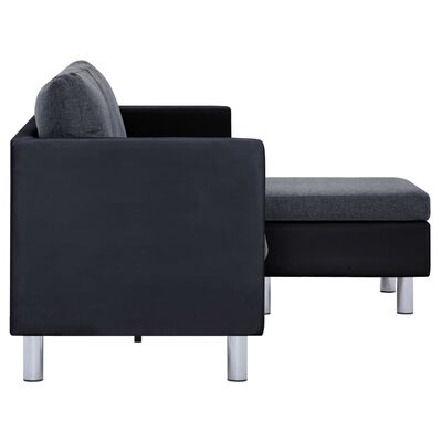 vidaXL Sofá de 3 plazas con cojines cuero sintético negro