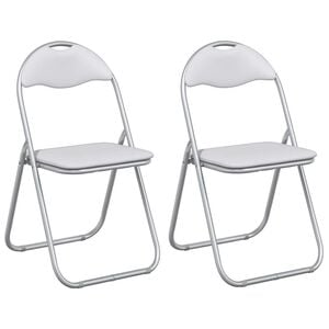 vidaXL Silla Plegable 2 uds. Cuero sint&eacute;tico y gris 48 x 43,5 x 81 cm